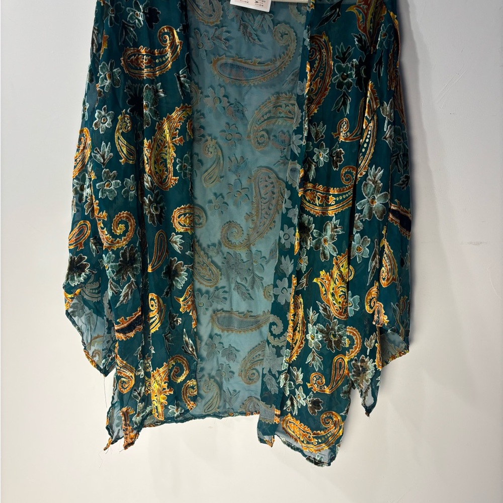 Peach Love California Teal and Gold Paisley wrap